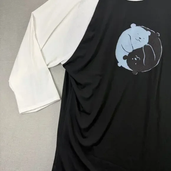 LuLaRoe We Bare Bears Yin Yang Raglan T-Shirt Black/White Women’s 2XL - Picture 3 of 10